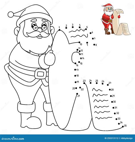 Dot To Dot Christmas Santa Claus Coloring Page Stock Vector Illustration Of Happy December