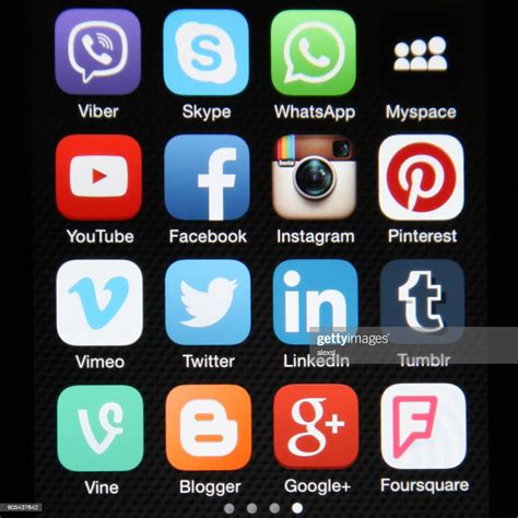 Social Media Icons Mobile Phone App Applications High Res Stock Photo