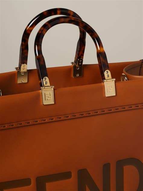Fendi Sunshine Shopping Bag In Leather With Logo Tote Bags Fendi