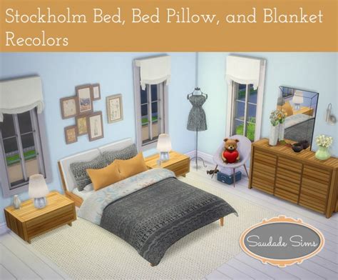 Stockholm Bed Pillow And Blanket Recolors Sims 4 Furniture
