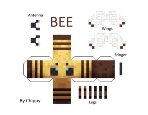 Tubbo You Like Da Bee Поделки Minecraft 3d искусство на бумаге Майнкрафт распечатки
