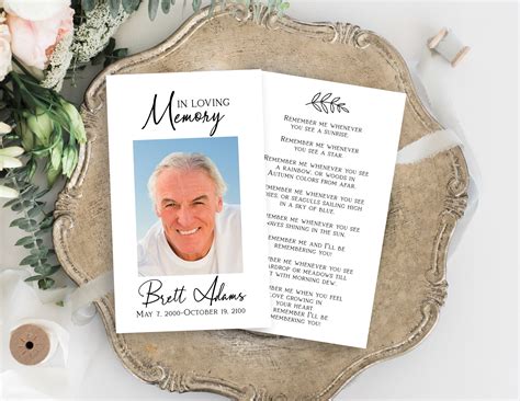 Funeral Cards Celebration Of Life Printable Fac Spa Memorial Card In