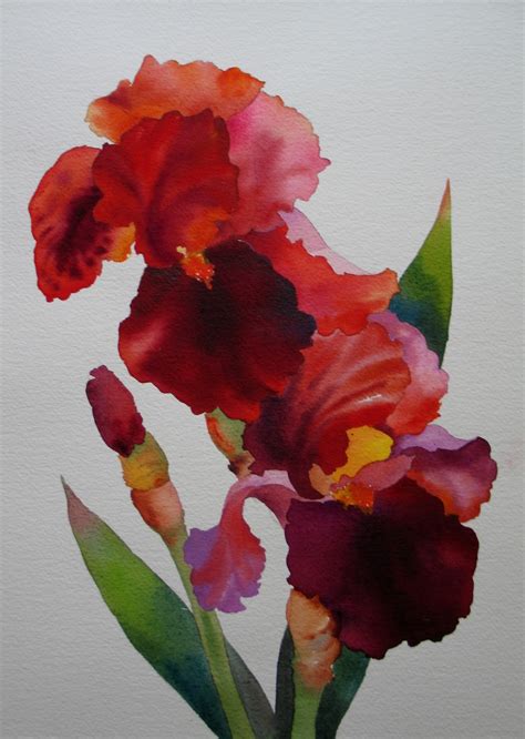 Nels Everyday Painting Red Irises Twice Sold