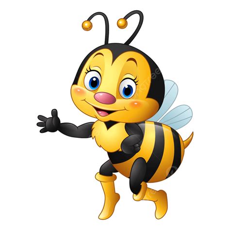 Hand Drawn Bee Vector Hd Png Images Cartoon Bee Waving Hand Queen