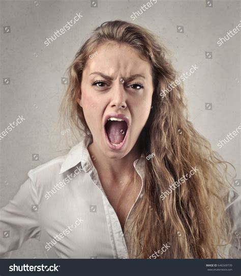Angry Blonde Woman Screaming Stock Photo 646569739 Shutterstock