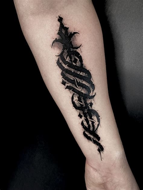 Calligraphy Gothic Lettering Dark Style Tattoo By Noeko Tattoo Fonts
