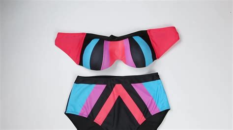 2020 New Plus Size Women High Waist Push Up Bikini Set Striped Swimwear
