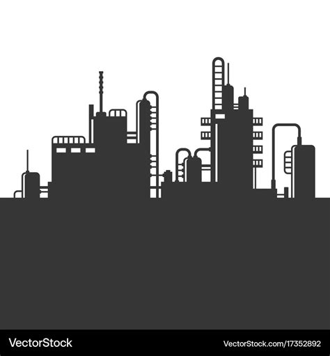 Oil Refinery Plant Silhouette Royalty Free Vector Image