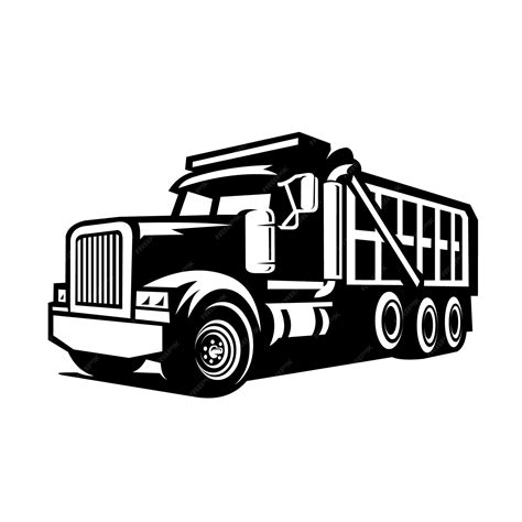 Premium Vector Premium Dump Truck Monochrome Vector Isolated In White