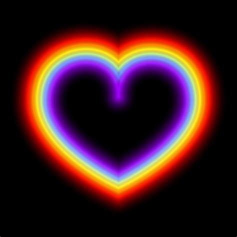 Neon Glowing Rainbow Heart Premium Vector