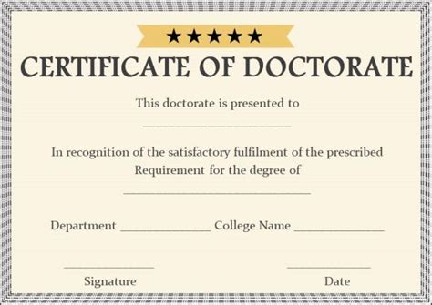 Doctorate Certificate Samples Certificate Templates Certificate