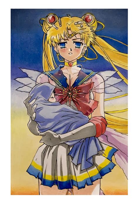Super Sailor Moon Holding Baby Hotaru Drawing By Me 🌙 Rsailormoon