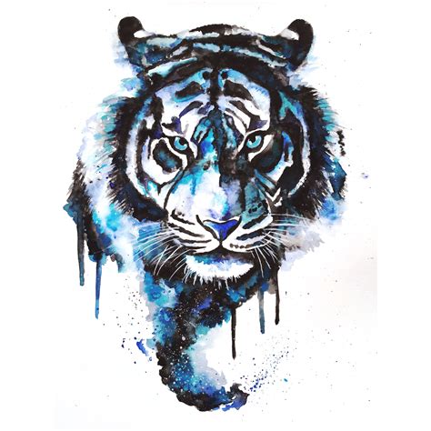 Artshop Aquarell Tiger Tiger Tattoodesign Kunstproduktion