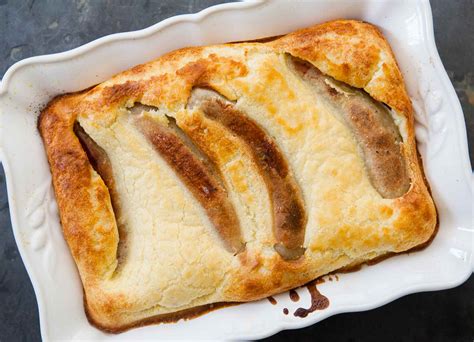 But basically it is just sausages and a pudding batter baked. Classic English Toad-in-the-Hole Recipe | SimplyRecipes.com