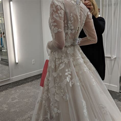Illusion Sleeve Plunging Ball Gown Wedding Dress Davids Bridal