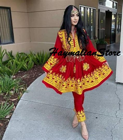 Afghan Kuchi Tribe Multi Color Red Dress With Charma Dazy Work From