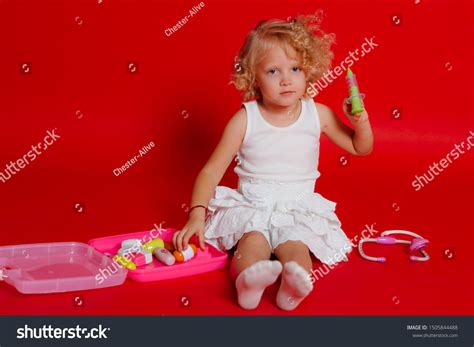 Adorable Smiling Little Girl Playing Toy Stock Photo 1505844488