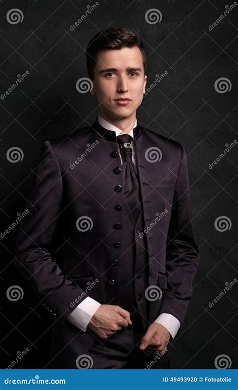Portrait Of Young Beautiful Fashionable Man Stock Photo Image Of
