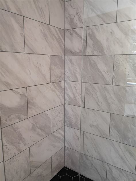Light Grey Tiles With Grey Grout White Tile Grey Grout Images Stock