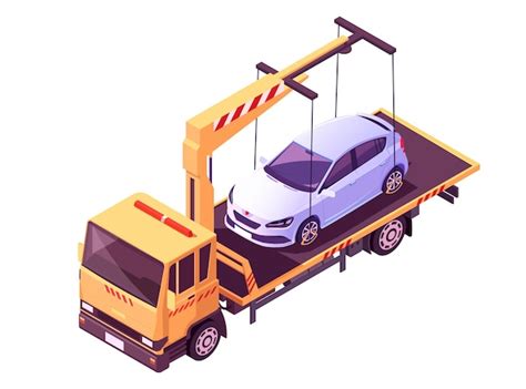 Premium Vector Cartoon Tow Truck Assistance On Road Auto Service Car