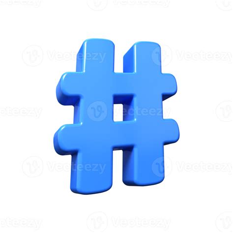 Símbolo Hash Azul Signo De Hashtag 3d Icono Octothorp Para Promoción