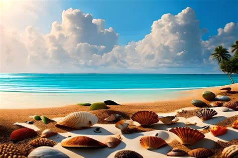 Premium Photo Landscape With Seashells On Tropical Beach