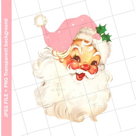 Vintage Digital Clipart Pink Santa Claus 23 Christmas Etsy
