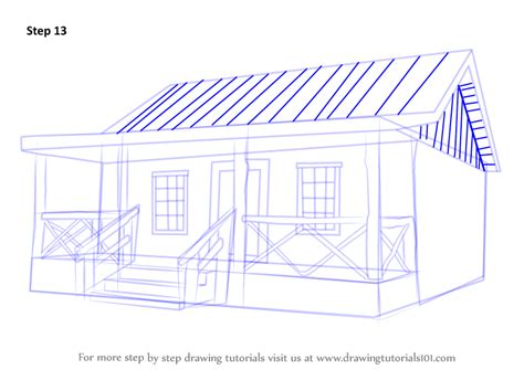 Learn How To Draw A Wood Cabin Houses Step By Step Drawing