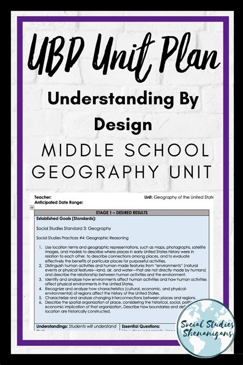 Ubd Geography Unit Plan Parts I And Ii Middle School