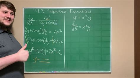 Separable Equation Examples Youtube