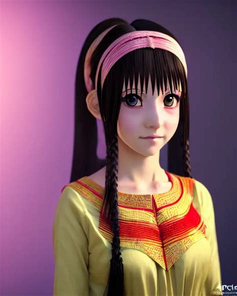 Render As A Very Beautiful 3d Anime Girl Wearing Stable Diffusion