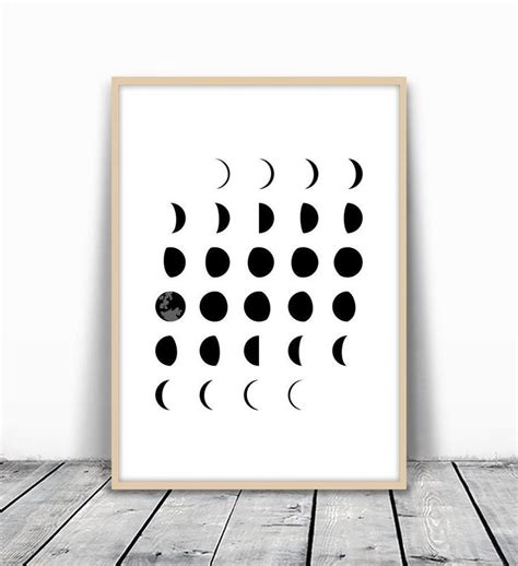 Moon Phases Wall Art Moon Poster Moon Phase Art Moon Phases Astronomy