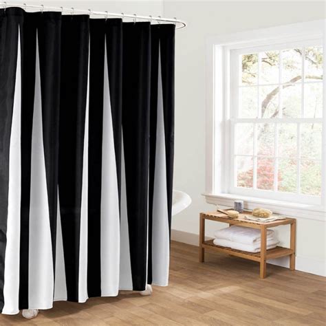 Simple Black And White Fabric Bathroom Shower Curtain Liner Polyester