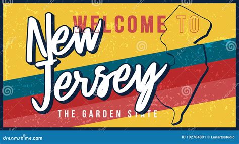 Welcome To New Jersey Vintage Rusty Metal Sign Vector Illustration