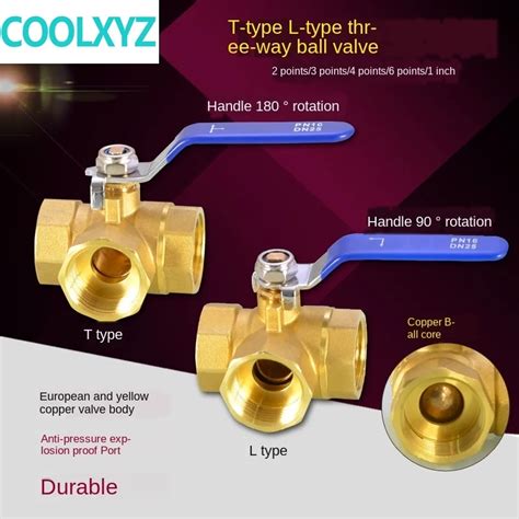 1 2 In Copper Three Way Ball Valve T Type L Type 1 4in 3 8in 3 4 In 1 In Inner Wire Valve Switch