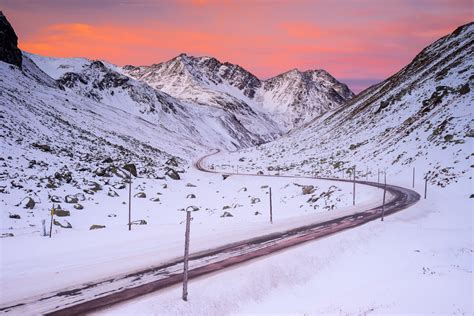 Nature Mountain Snow Road Winter Landscape Wallpapers Hd Desktop