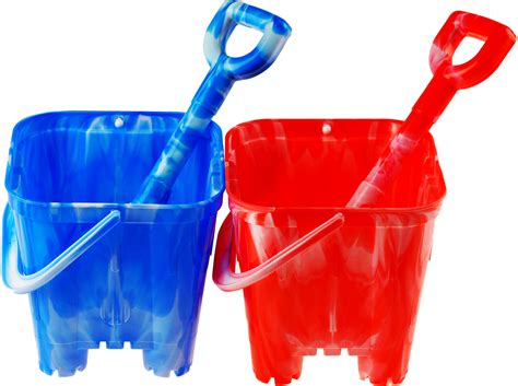Set Of 2 Small Marble Sand Castle Shaped Bucket And Spade Blue Red Ebay