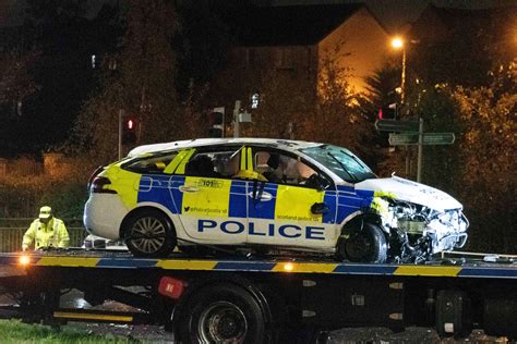 Cop Car Flips On Its Roof After Serious Crash In Glasgows Castlemilk