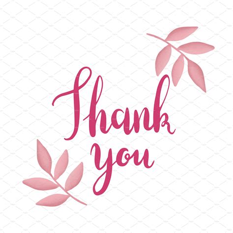 Thank you card inside sentiment reads: Pink thank you typography vector ~ Graphics ~ Creative Market