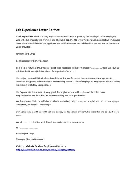 Job application follow up email remind about yourself and. Job Experience Letter Format