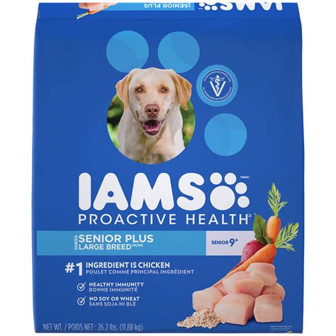 Dry cat food for senior cats with chicken as the first ingredient. Iams ProActive Health Senior Plus Large Breed Dog Food | Petco