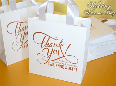 25 Elegant RoseGold Thank You Gift Bags With Ribbon And Name Etsy