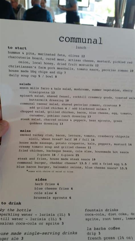 Menu At Communal Restaurant Provo