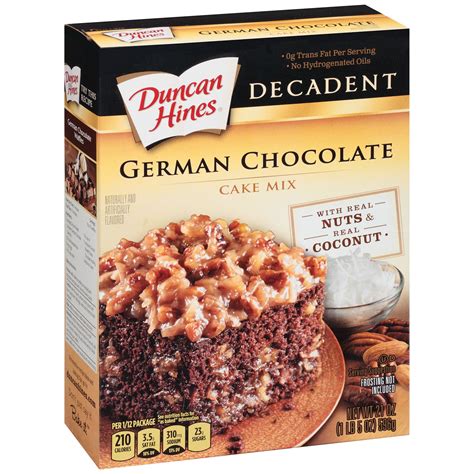 1 box of any flavor of betty. Duncan Hines Decadent German Chocolate Cake Mix 21 oz. Box ...