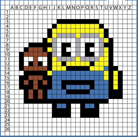 Pixel Art Bob Minion Descărcare Gratuită De șabloane