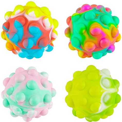 Buy Pack Pop It Ball Rainbow Stress Balls Fidget Toy Full Silicone Magic Rainbow Ball Push