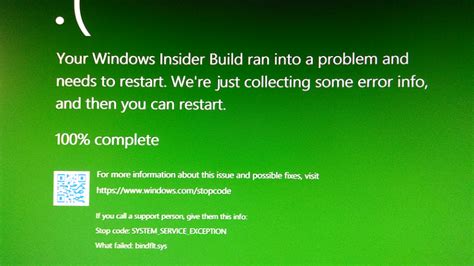 Fix Green Screen With Bindfltsys Error On Windows 10 Insider Build