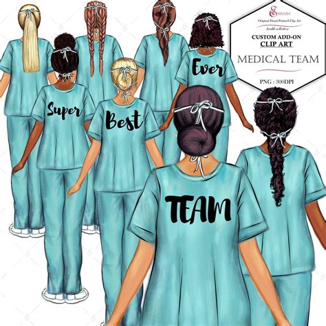 Women In Scrubs Clip Art Kit Nurse Doctor Custom Clipart Nurse Uniform Medical Scrubs Skin