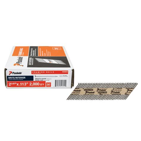 Paslode 2 38 In X 0113 Gauge 30 Degree Brite Smooth Shank Paper Tape