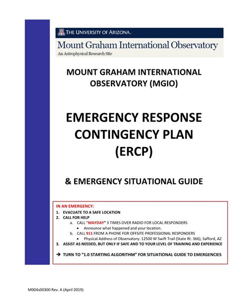Emergency Response Contingency Plan Ercp Docslib